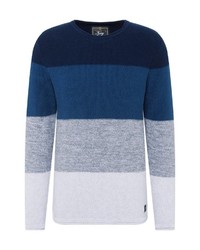 mehrfarbiger horizontal gestreifter Pullover mit einem Rundhalsausschnitt von Key Largo