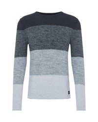 mehrfarbiger horizontal gestreifter Pullover mit einem Rundhalsausschnitt von Key Largo