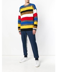 mehrfarbiger horizontal gestreifter Pullover mit einem Rundhalsausschnitt von MSGM