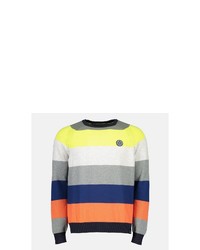 mehrfarbiger horizontal gestreifter Pullover mit einem Rundhalsausschnitt von LERROS