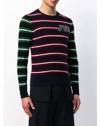 mehrfarbiger horizontal gestreifter Pullover mit einem Rundhalsausschnitt von JW Anderson