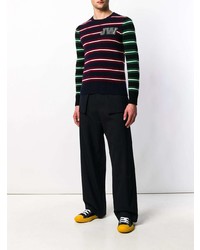 mehrfarbiger horizontal gestreifter Pullover mit einem Rundhalsausschnitt von JW Anderson