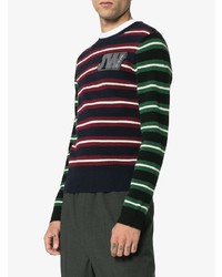 mehrfarbiger horizontal gestreifter Pullover mit einem Rundhalsausschnitt von JW Anderson