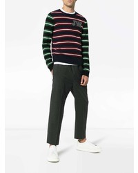 mehrfarbiger horizontal gestreifter Pullover mit einem Rundhalsausschnitt von JW Anderson