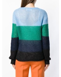 mehrfarbiger horizontal gestreifter Pullover mit einem Rundhalsausschnitt von Chiara Bertani