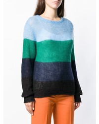 mehrfarbiger horizontal gestreifter Pullover mit einem Rundhalsausschnitt von Chiara Bertani