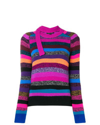 mehrfarbiger horizontal gestreifter Pullover mit einem Rundhalsausschnitt von Marc Jacobs