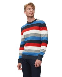 mehrfarbiger horizontal gestreifter Pullover mit einem Rundhalsausschnitt von Marc O'Polo