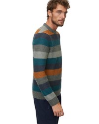 mehrfarbiger horizontal gestreifter Pullover mit einem Rundhalsausschnitt von Marc O'Polo