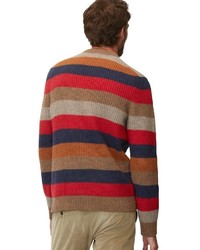 mehrfarbiger horizontal gestreifter Pullover mit einem Rundhalsausschnitt von Marc O'Polo