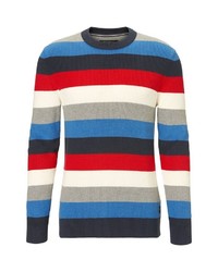 mehrfarbiger horizontal gestreifter Pullover mit einem Rundhalsausschnitt von Marc O'Polo