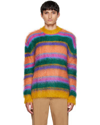 mehrfarbiger horizontal gestreifter Pullover mit einem Rundhalsausschnitt von Marni