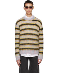 mehrfarbiger horizontal gestreifter Pullover mit einem Rundhalsausschnitt von Marni