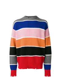 mehrfarbiger horizontal gestreifter Pullover mit einem Rundhalsausschnitt von MSGM