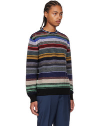 mehrfarbiger horizontal gestreifter Pullover mit einem Rundhalsausschnitt von Paul Smith