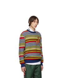 mehrfarbiger horizontal gestreifter Pullover mit einem Rundhalsausschnitt von Gucci