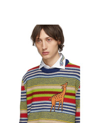 mehrfarbiger horizontal gestreifter Pullover mit einem Rundhalsausschnitt von Gucci