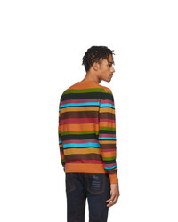 mehrfarbiger horizontal gestreifter Pullover mit einem Rundhalsausschnitt von Etro