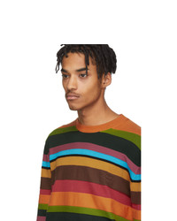 mehrfarbiger horizontal gestreifter Pullover mit einem Rundhalsausschnitt von Etro