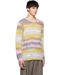 mehrfarbiger horizontal gestreifter Pullover mit einem Rundhalsausschnitt von GAUCHERE