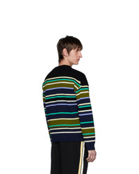 mehrfarbiger horizontal gestreifter Pullover mit einem Rundhalsausschnitt von Kenzo