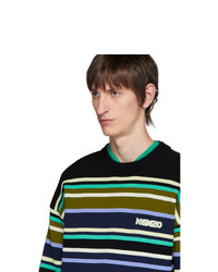 mehrfarbiger horizontal gestreifter Pullover mit einem Rundhalsausschnitt von Kenzo