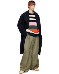 mehrfarbiger horizontal gestreifter Pullover mit einem Rundhalsausschnitt von Dries Van Noten