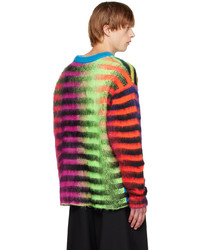 mehrfarbiger horizontal gestreifter Pullover mit einem Rundhalsausschnitt von AGR