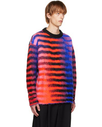 mehrfarbiger horizontal gestreifter Pullover mit einem Rundhalsausschnitt von AGR