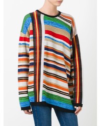 mehrfarbiger horizontal gestreifter Pullover mit einem Rundhalsausschnitt von N°21