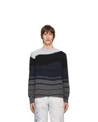 mehrfarbiger horizontal gestreifter Pullover mit einem Rundhalsausschnitt von Off-White