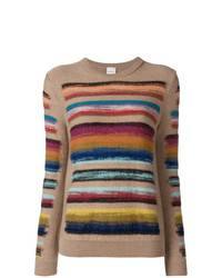 mehrfarbiger horizontal gestreifter Pullover mit einem Rundhalsausschnitt von Paul Smith Black Label