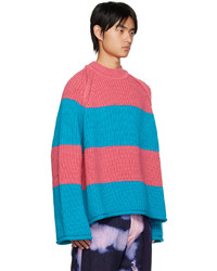 mehrfarbiger horizontal gestreifter Pullover mit einem Rundhalsausschnitt von Kidill