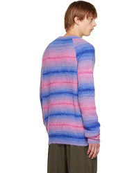 mehrfarbiger horizontal gestreifter Pullover mit einem Rundhalsausschnitt von AGR