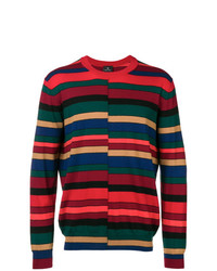 mehrfarbiger horizontal gestreifter Pullover mit einem Rundhalsausschnitt von Ps By Paul Smith