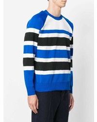 mehrfarbiger horizontal gestreifter Pullover mit einem Rundhalsausschnitt von AMI Alexandre Mattiussi