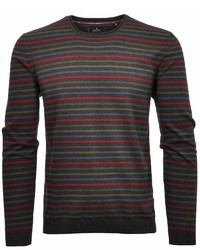 mehrfarbiger horizontal gestreifter Pullover mit einem Rundhalsausschnitt von RAGMAN
