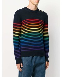 mehrfarbiger horizontal gestreifter Pullover mit einem Rundhalsausschnitt von JW Anderson