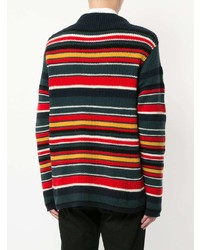 mehrfarbiger horizontal gestreifter Pullover mit einem Rundhalsausschnitt von Coohem