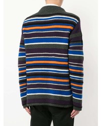 mehrfarbiger horizontal gestreifter Pullover mit einem Rundhalsausschnitt von Coohem