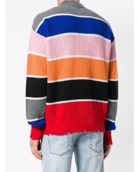 mehrfarbiger horizontal gestreifter Pullover mit einem Rundhalsausschnitt von MSGM