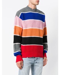 mehrfarbiger horizontal gestreifter Pullover mit einem Rundhalsausschnitt von MSGM