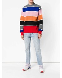 mehrfarbiger horizontal gestreifter Pullover mit einem Rundhalsausschnitt von MSGM