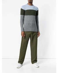 mehrfarbiger horizontal gestreifter Pullover mit einem Rundhalsausschnitt von Pringle Of Scotland