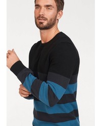 mehrfarbiger horizontal gestreifter Pullover mit einem Rundhalsausschnitt von s.Oliver