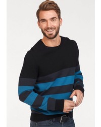 mehrfarbiger horizontal gestreifter Pullover mit einem Rundhalsausschnitt von s.Oliver