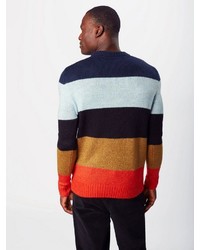 mehrfarbiger horizontal gestreifter Pullover mit einem Rundhalsausschnitt von Scotch & Soda