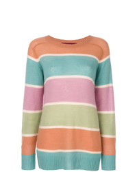 mehrfarbiger horizontal gestreifter Pullover mit einem Rundhalsausschnitt von Sies Marjan