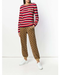 mehrfarbiger horizontal gestreifter Pullover mit einem Rundhalsausschnitt von Gucci