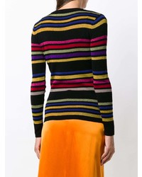 mehrfarbiger horizontal gestreifter Pullover mit einem Rundhalsausschnitt von Etro